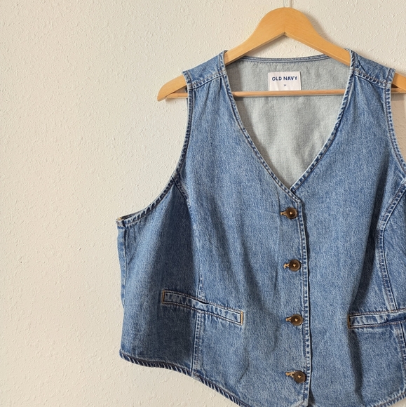 NEW Cropped Button Up Denim Vest 2X - Picture 3 of 8